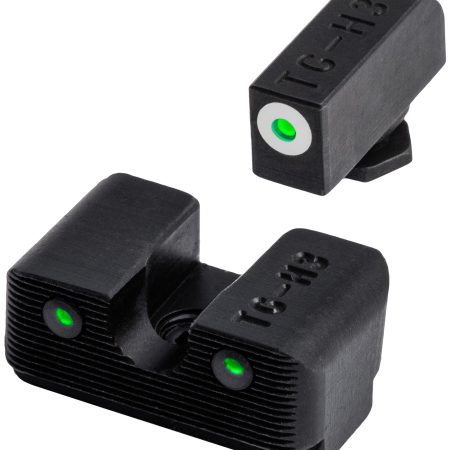 TruGlo TG231G1W Tritium Pro  Low, White Outline Tritium Front/Green Tritium Rear/Black Nitride Fortress Frame, Compatible w/Most Glock Except MOS, Front Post/Rear Dovetail Mount