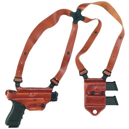 Galco MCII224 Miami Classic II Shoulder System Size Fits Chest Up To 56" Tan Leather Compatible w/Glock 17 Gen1-5/19 Gen1-5/22 Gen2-5  Right Hand