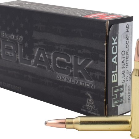 Hornady 81296 Black  5.56x45mmNATO 75gr InterLock Heavy Duty 20 Per Box/10 Case