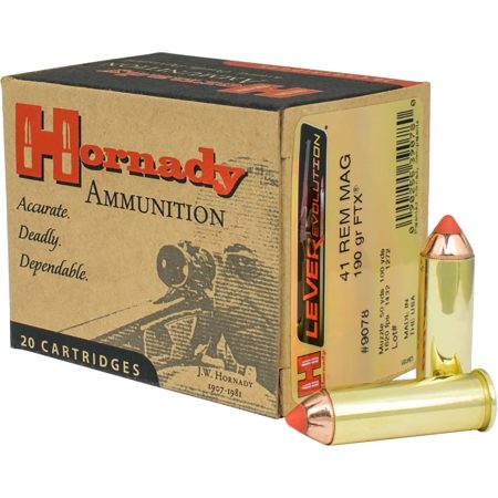 Hornady 9078 LEVERevolution  41RemMag 190gr Hornady Flex Tip eXpanding 20 Per Box/10 Case