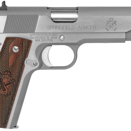 Springfield Armory PB9151LCA 1911 Mil-Spec *CA Compliant 45 ACP 7+1, 5" Stainless Match Grade Steel Barrel, Serrated Stainless Steel Slide & Frame w/Beavertail, Crossed Cannon Cocobolo Grip