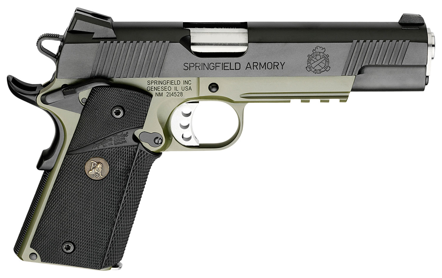 Springfield Armory PX9105MLCA18 1911 Loaded Operator *CA Compliant 45 ACP 5" 7+1 OD Green Armory Kote Black Armory Kote Carbon Steel Slide Black Wraparound Rubber Grip