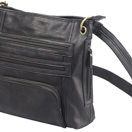 Bulldog BDP038 Cross Body Purse w/Holster Black Leather Most Sm Pistols & Revolvers Ambidextrous Hand