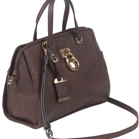 Bulldog BDP028 Satchel Style Purse  Chocolate Brown Leather Satchel Most Sm Pistols & Revolvers Ambidextrous Hand