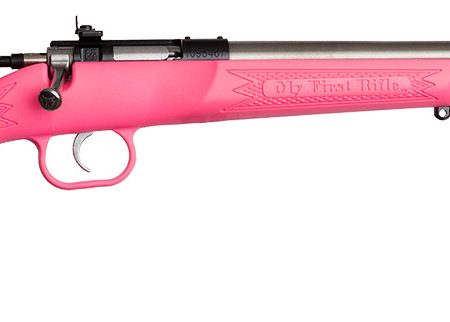 Crickett KSA2221 Youth  22 LR 1rd 16.12" Stainless Single Shot Barrel, Blued Stainless Steel Receiver, Pink Fixed Synthetic Stock, Right Hand