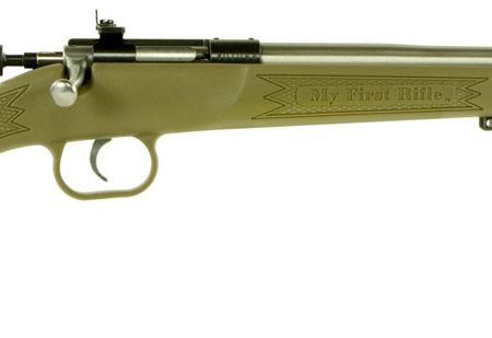 Crickett KSA2243 My First Rifle  Youth 22 LR 1rd 16.13" Stainless Steel Barrel, Blued Drilled & Tapped Receiver, Desert Tan w/Webbing Fixed Synthetic Stock, Right Hand