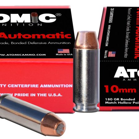 Atomic Ammunition 00457 Pistol Precision Craft 10mmAuto 180gr Bonded Match Hollow Point 20 Per Box/10 Case