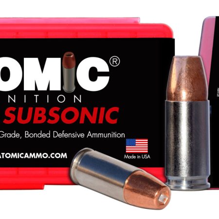 Atomic Ammunition 00438 Pistol Subsonic 9mmLuger 147gr Bonded Match Hollow Point 50 Per Box/10 Case