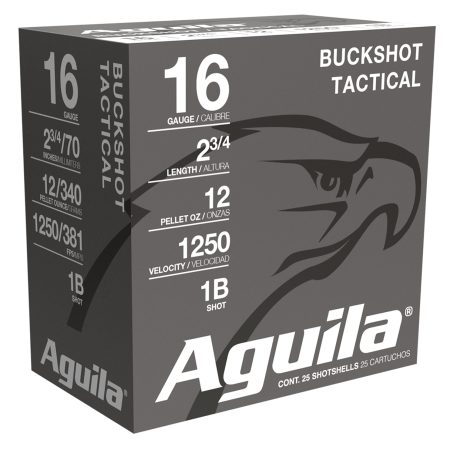 Aguila 1C1601BA Buckshot High Velocity 16Gauge 2.75" 1 1/8oz 1Buck Shot 25 Per Box/10 Case