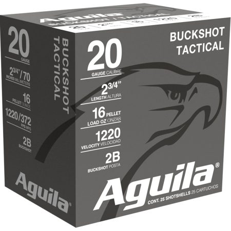 Aguila 1C2002BA Buckshot High Velocity 20Gauge 2.75" 1oz 2Buck Shot 25 Per Box/10 Case