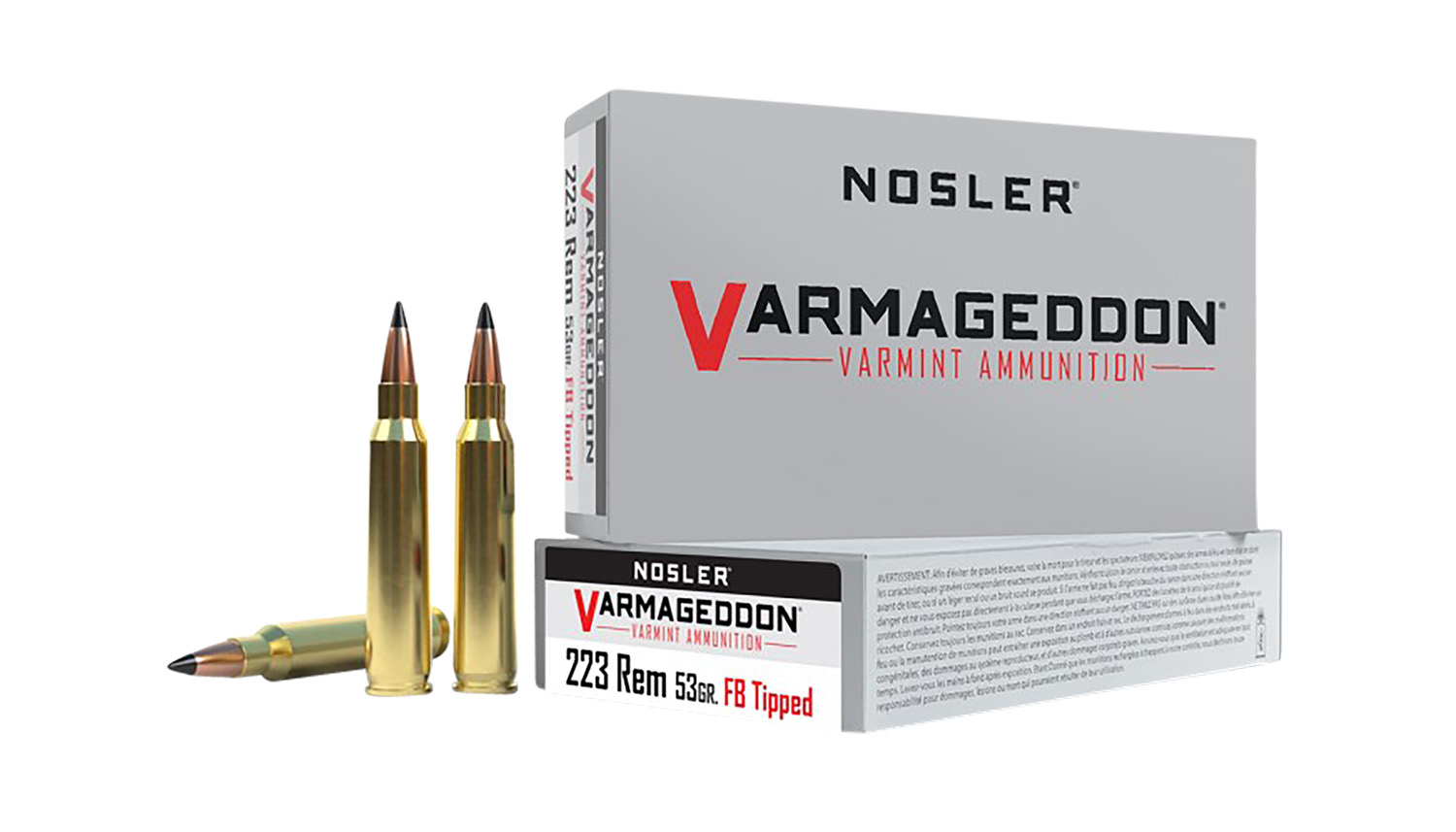 Nosler 65139 Varmageddon 223Rem 53gr Flat Base Tipped 20 Per Box/20 Case