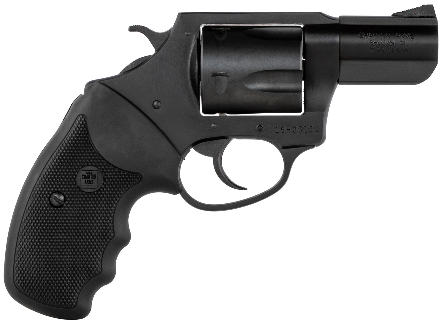 Charter Arms 63520 Mag Pug Large 357 Mag, 5 Shot 2.20" Black Nitride Steel Barrel, Cylinder & Frame w/Black Finger Grooved Rubber Grip
