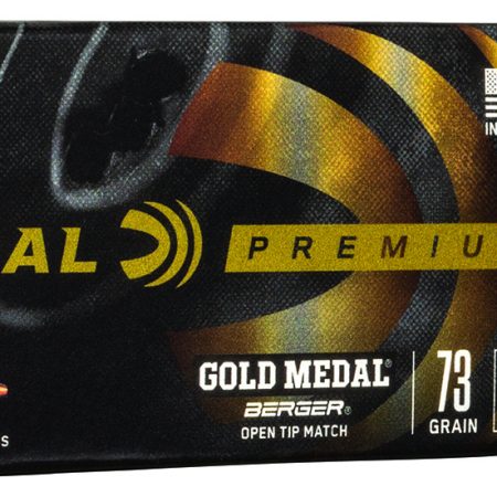 Federal GM223BH73 Premium Gold Medal 223Rem 73gr Berger Open Tip Match 20 Per Box/10 Case