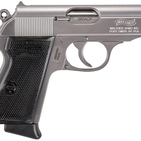 Walther Arms 4796004 PPK/S  380 ACP 7+1 3.30" Stainless Steel Barrel, Stainless Steel Serrated Zinc Alloy Slide, Stainless Aluminum Frame w/Beavertail, Black Polymer Grip, Manual Thumb Safety