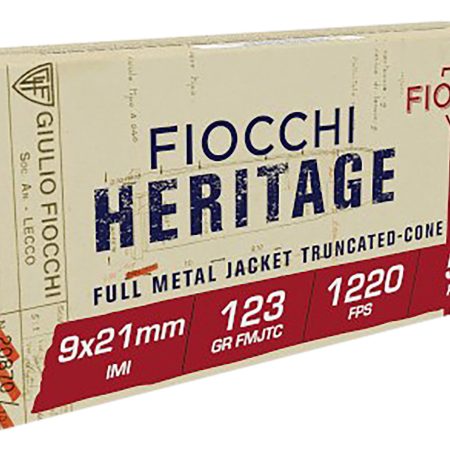 Fiocchi 9X21 Heritage  9x21mmIMI 123gr Full Metal Jacket Truncated Cone 50 Per Box/20 Case