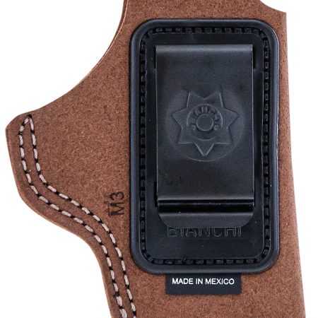 Bianchi 18026 6C  IWB Tan Leather Belt Clip Compatible w/Glock 19/23/26/27/36 Right Hand