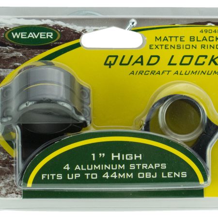 Weaver Mounts 49048 Quad Lock Detachable Rings  Matte Black 1" High Extended