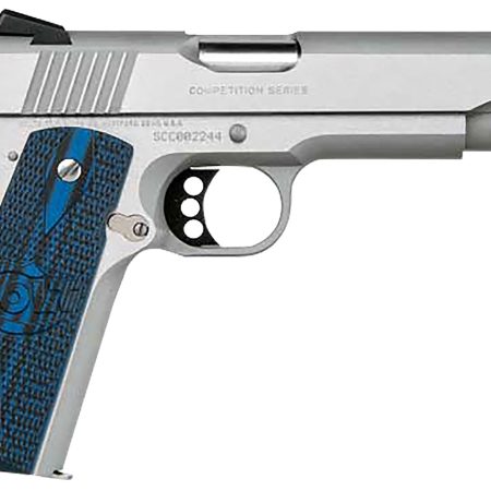 Colt Mfg O1072CCS Competition Government 9mm Luger 9+1 5" Stainless National Match Barrel, Stainless Steel Serrated Slide & Frame w/Beavertail, Checkered Blue G10 Grip, Ambidextrous