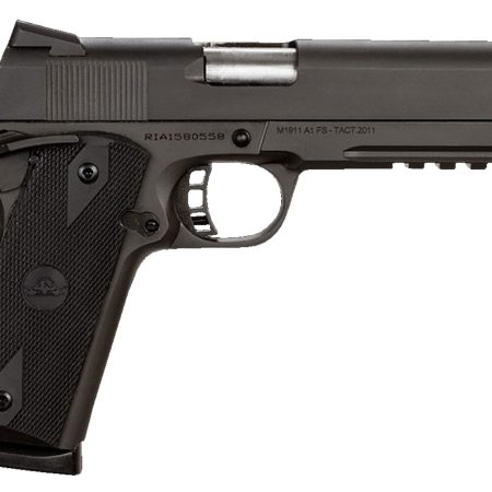 Rock Island 51484 Tac Standard FS 45 ACP Caliber with 5" Barrel, 8+1 Capacity, Overall Black Parkerized Finish Steel, Picatinny Rail/Beavertail Frame, Serrated Slide & Black Rubber Grip