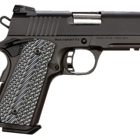 Rock Island 51470 Tac Ultra CS 45 ACP Caliber with 3.62" Barrel, 7+1 Capacity, Overall Black Parkerized Finish Steel, Picatinny Rail/Beavertail Frame, Serrated Slide & Black/Gray G10 Grip