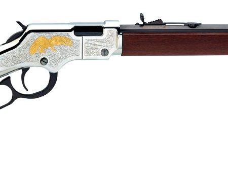 Henry H004GE Golden Eagle  Full Size 22 Short, 22 Long, 22 LR, 16 LR/21 Short 20" Blued Octagon Barrel, Nickel-Plated Metal Finish, American Walnut Stock Right Hand