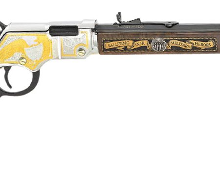 Henry H004MS2 Golden Boy Military Service Tribute 2 Full Size 22 Short, 22 Long, 22 LR, 16 LR/21 Short, 20" Blued Barrel, Nickel-Plated Metal Finish & American Walnut Stock Right Hand
