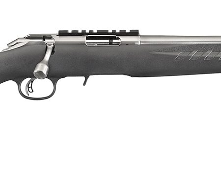 Ruger 8351 American Rimfire  Full Size 22 LR 10+1 18" Satin Stainless Threaded Barrel, Satin Stainless Scope Rail Receiver, Black Synthetic Adjustable Stock, Right Hand
