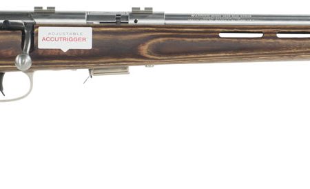 Savage Arms 94725 93 BTVS Full Size 22 WMR 5+1 21" Satin Stainless Heavy Barrel, Satin Drilled & Tapped Stainless Steel Receiver, Natural Brown Thumbhole Laminate Stock, Right Hand