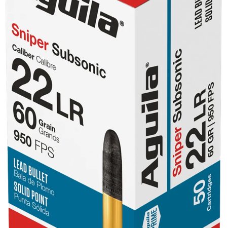 Aguila 1B220112 Sniper Subsonic Rimfire 22LR 60gr Lead Solid Point 50 Per Box/20 Case