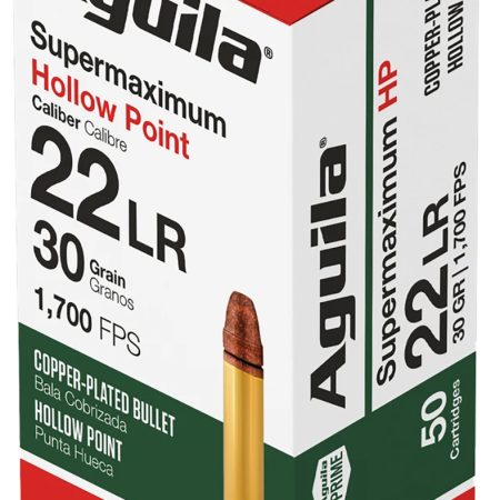 Aguila 1B220297CPHP Supermaximum Rimfire 22LR 30gr Hollow Point 50 Per Box/20 Case