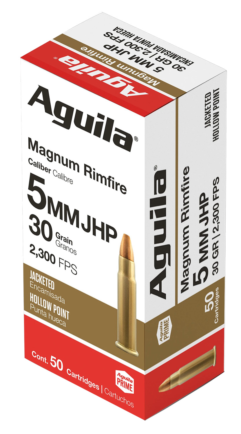 Aguila 1B222406 Target & Range Rimfire 5mm Rem Mag 30gr Jacketed Hollow Point 50 Per Box/20 Case