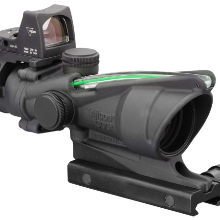 Trijicon 100552 ACOG Combo 4x 32mm Obj 36.80 ft @ 100 yds FOV Matte Black Finish Dual Illuminated Green Crosshair 223 Ballistic, RMR Type 2 3.25 MOA