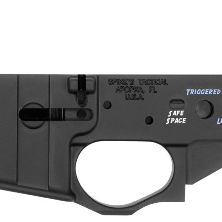 Spikes STLS030CFA Snowflake Stripped Lower Receiver Multi-Caliber 7075-T6 Aluminum Black Anodized with Color Fill for AR-15