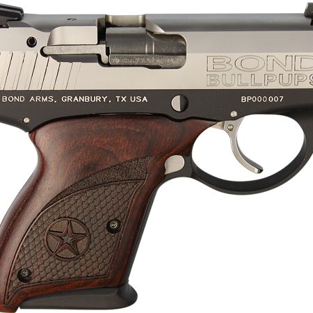 Bond Arms BABP BullPup9  Micro-Compact Frame 9mm Luger 7+1, 3.35" Stainless Steel Barrel, Stainless Serrated Steel Slide, Black Aluminum Frame, Engraved Rosewood Grips