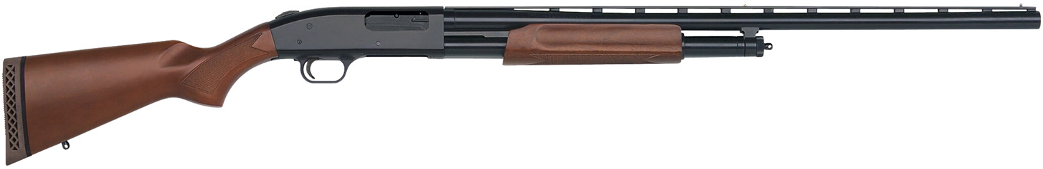 Mossberg 50120 500 All Purpose Full Size 12 Gauge Pump 3" 5+1 28" Blued Vent Rib Barrel, Blued Integral Scope Mount Steel Receiver, Fixed Hardwood Stock, Right Hand, Accu-Set Chokes