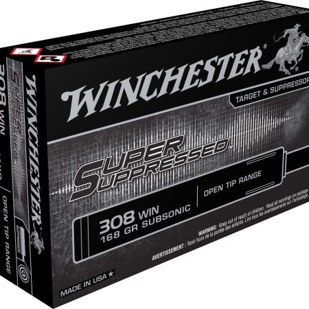 Winchester Ammo SUP308 Super Suppressed  308Win 168gr Open Tip Range 20 Per Box/10 Case