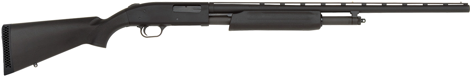 Mossberg 56436 500 All Purpose Full Size 20 Gauge Pump 3" 5+1 26" Matte Blued Vent Rib Barrel, Matte Blued Integral Scope Mount Steel Receiver, Fixed Black Synthetic Stock, Right Hand, Accu-Set Chokes