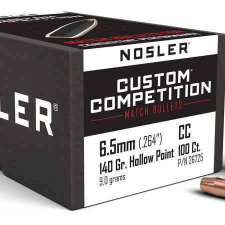 Nosler 26725 Custom Competition 6.5Creedmoor 140gr Hollow Point Boat Tail 100/Box
