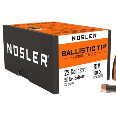 Nosler 39522 Ballistic Tip  22Cal 50gr Spitzer Point 100/Box