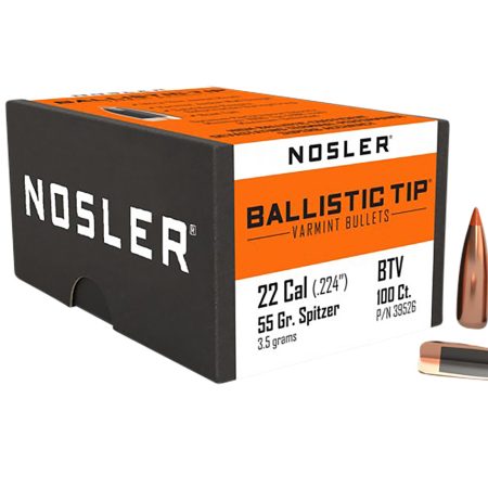 Nosler 39526 Ballistic Tip  22Cal 55gr Spitzer Point 100/Box