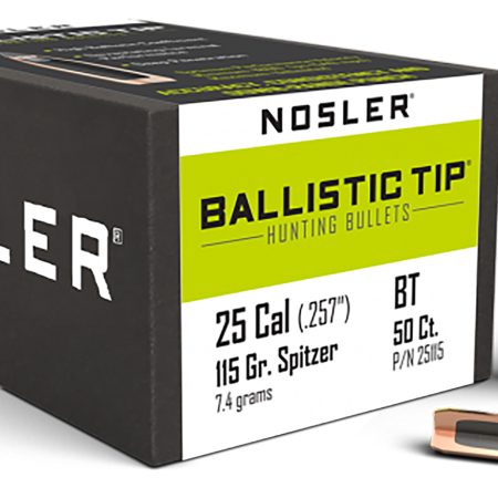 Nosler 25115 Ballistic Tip  25Cal 115gr Spitzer Point 50/Box