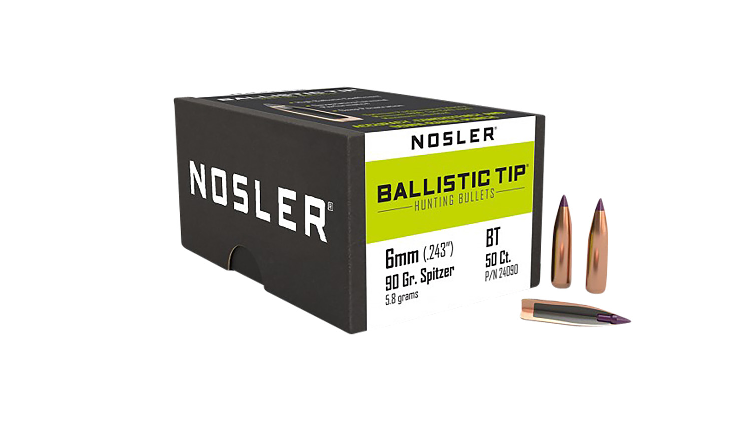 Nosler 24090 Ballistic Tip 6mm 90gr Ballistic Tip Hunting 50/Box
