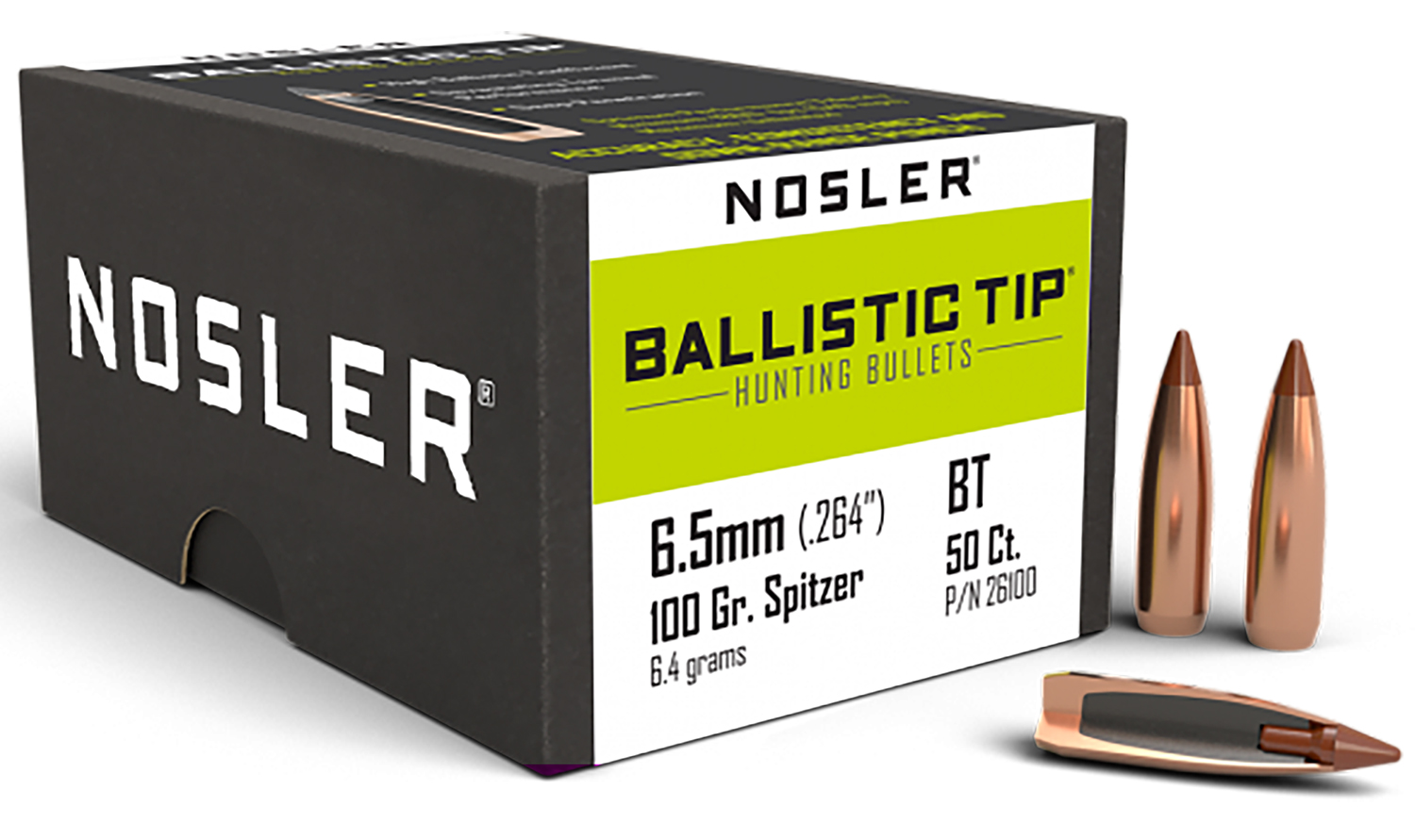 Nosler 26100 Ballistic Tip 6.5Creedmoor 100gr Spitzer 50/Box