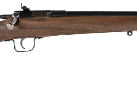 Crickett KSA2338 Youth  22 WMR 1rd 16.12" Barrel & Receiver, Fixed Front/Adjustable Rear Peep Sights, Walnut Stock w/11.5" LOP, Rebounding Firing Pin Safety