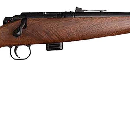 Crickett KSA20411 Model 722 Sporter Compact Youth 22 LR 7+1 16.25" Blued Barrel & Receiver, Fixed Front/Adjustable Rear Sights, Walnut Stock w/13.5" LOP, Rebounding Firing Pin Safety