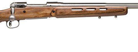 Savage Arms 18516 12 BTCSS Full Size 223 Rem 4+1 26" Matte Stainless Heavy Fluted Barrel, Matte Stainless Steel Receiver Drilled & Tapped, Satin Brown Thumbhole Laminate Stock, Right Hand