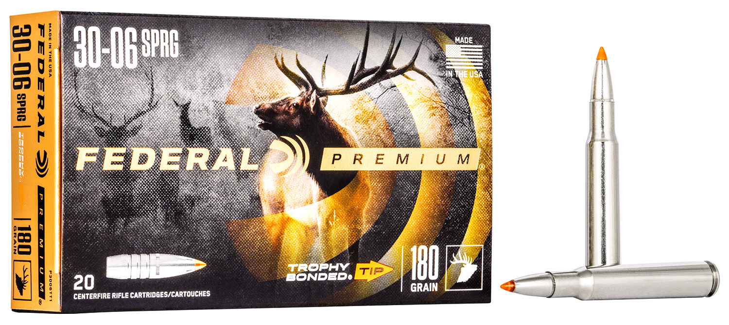 Federal P3006TT1 Premium 30-06Springfield 180gr Trophy Bonded Tip 20 Per Box/10 Case