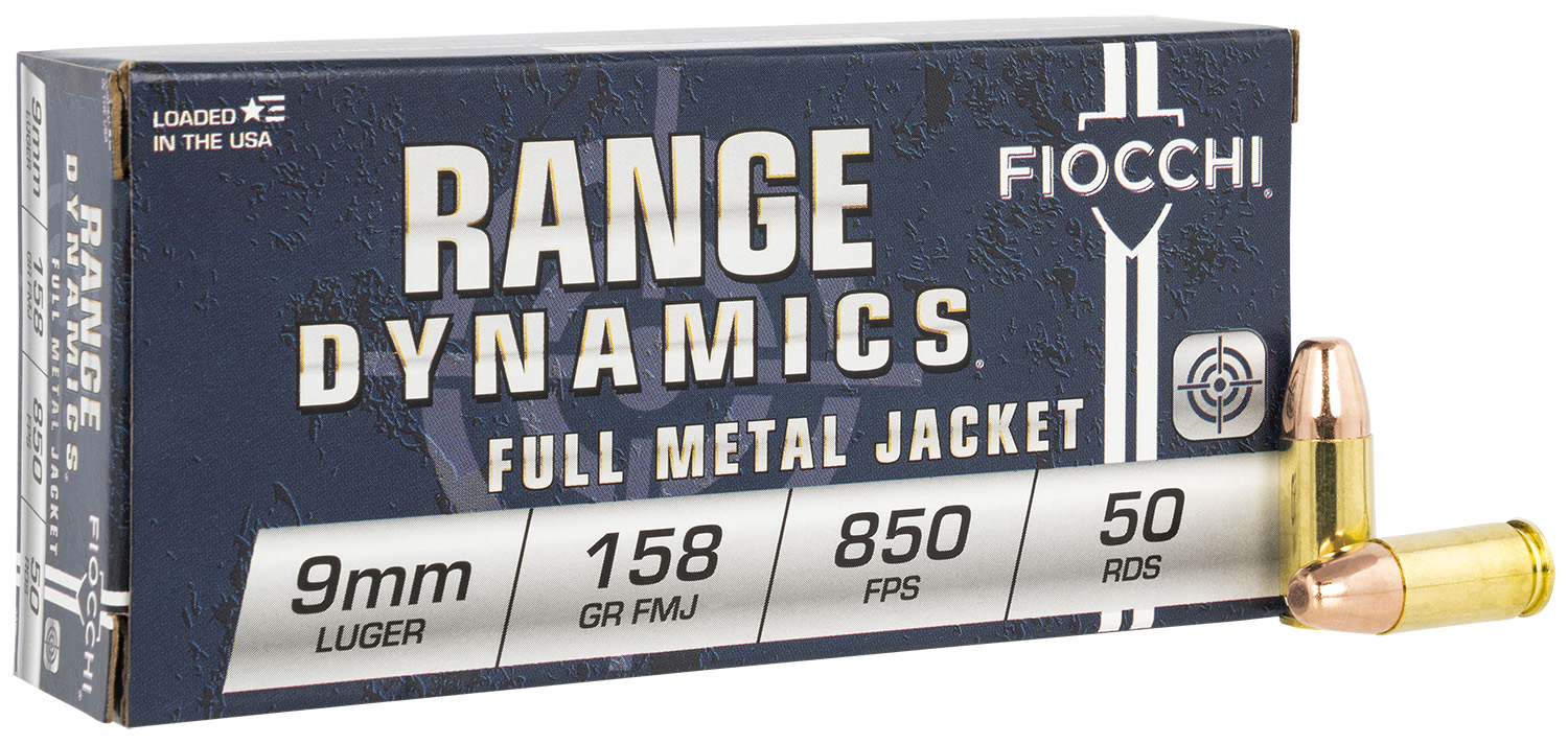 Fiocchi 9APE Range Dynamics 9mmLuger 158gr Full Metal Jacket 50 Per Box/20 Case