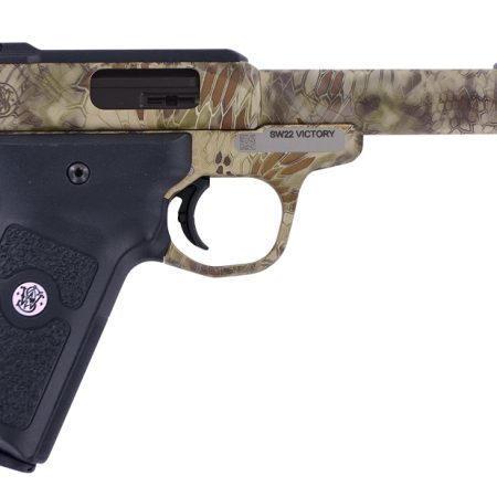 Smith & Wesson 10297 SW22 Victory Full Size Frame 22 LR 10+1 5.50" Kryptek Highlander Match Grade Steel Barrel & Frame, Black Textured Grip, Thumb Safety