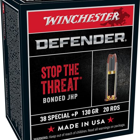 Winchester Ammo S38PDB Defender  38Special+P 130gr Bonded Jacket Hollow Point 20 Per Box/10 Case